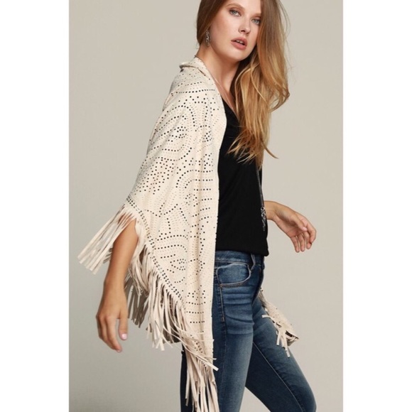 Vegan Suede Wrap with Fringe Detail - Picture 3 of 6